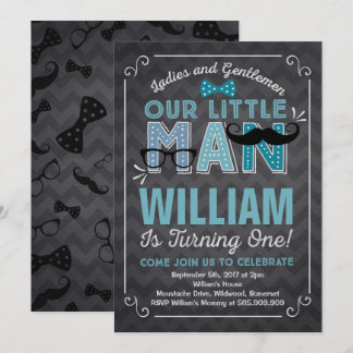 Little Man 1. Geburtstag Einladung Mustache Party