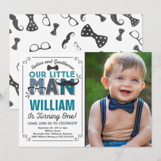 Little Man 1. Geburtstag Einladung Mustache Party