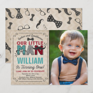 Little Man 1. Geburtstag Einladung Mustache Party