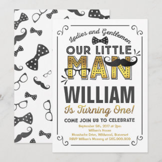 Little Man 1. Geburtstag Einladung Mustache Party