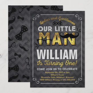 Little Man 1. Geburtstag Einladung Mustache Party