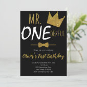 Little Man 1st Birthday, Mr.Onederful Birthday Einladung (Stehend Vorderseite)