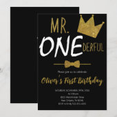 Little Man 1st Birthday, Mr.Onederful Birthday Einladung (Vorne/Hinten)