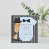 Little Man Baby Boy Dusche Einladung (Stehend Vorderseite)