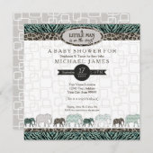 Little Man Baby Boy Safari Elephants Zebra Dusche Einladung (Vorne/Hinten)