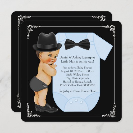 Little Man Baby Dusche Einladung (Vorne/Hinten)