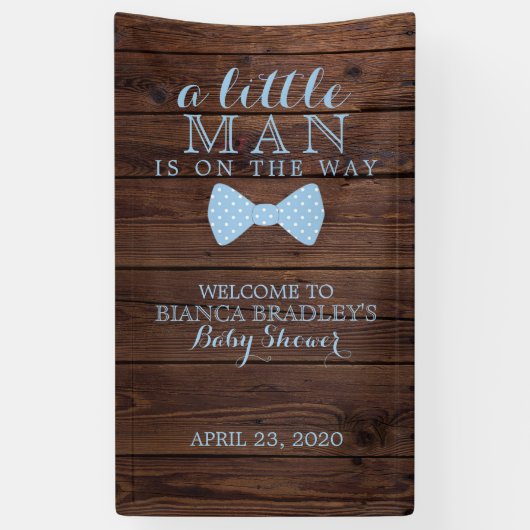 Little Man Baby Dusche | Rustic Wood Bowtie Banner (Vertikal)