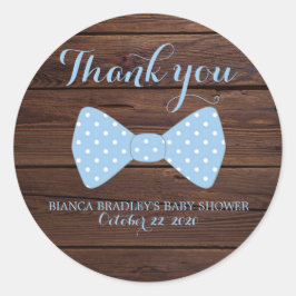 Little Man Baby Dusche | Rustic Wood Bowtie Runder Aufkleber