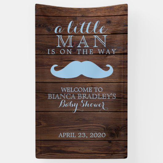 Little Man Baby Dusche | Rustic Wood Mustache Banner (Vertikal)