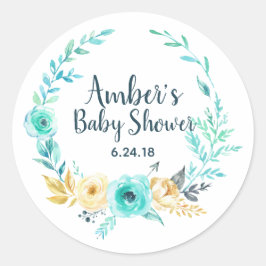 Little Man Baby Shower Aquamarin Blue Favor Tag Au Runder Aufkleber