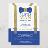 Little Man Baby Shower Einladung, blau, Imitats Go Einladung (Vorne/Hinten)