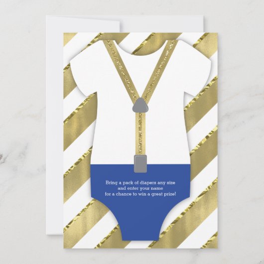 Little Man Baby Shower Einladung, blau, Imitats Go Einladung (Rückseite)