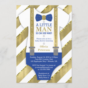 Little Man Baby Shower Einladung, blau, Imitats Go Einladung