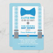 Little Man Baby Shower Einladung Blue Bowtie (Vorne/Hinten)