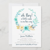 Little Man Baby Shower Einladung Blue Gray Card (Vorderseite)