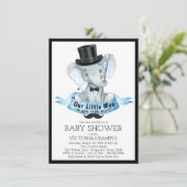 Little Man Baby Shower Einladung Dapper Elephant (Stehend Vorderseite)