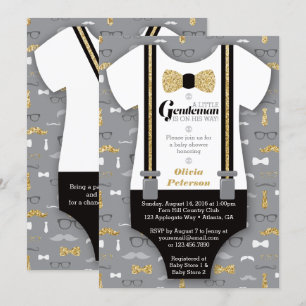 Little Man Baby Shower Einladung, Imitate Glitzer Einladung