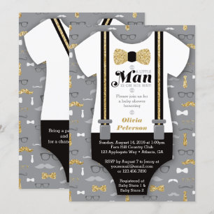 Little Man Baby Shower Einladung, Imitate Glitzer Einladung