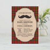 Little Man Baby Shower Einladung - Mustache Karier (Stehend Vorderseite)