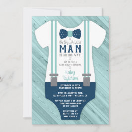 Little Man Baby Shower Einladung, Navy Blue, Aqua Einladung
