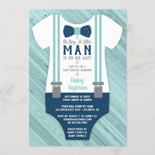Little Man Baby Shower Einladung, Navy Blue, Aqua Einladung