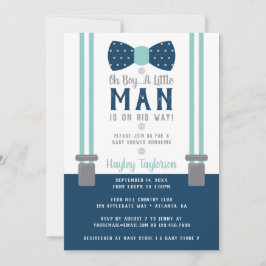 Little Man Baby Shower Einladung, Navy Blue, Aqua Einladung