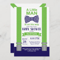 Little Man Baby Shower Einladung Navy Blue Green
