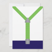 Little Man Baby Shower Einladung Navy Blue Green (Rückseite)