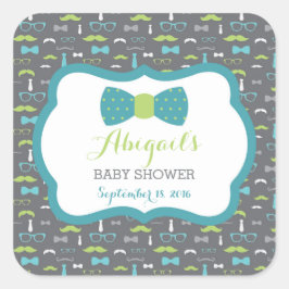 Little Man Baby Shower Sticker, Aquamarin, grün, g Quadratischer Aufkleber