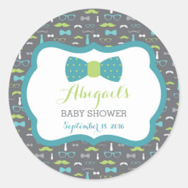 Little Man Baby Shower Sticker, Aquamarin, grün, g Runder Aufkleber