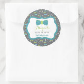 Little Man Baby Shower Sticker, Aquamarin, grün, g Runder Aufkleber (Tasche)