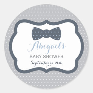 Little Man Baby Shower Sticker, Navy Blue, Grau Runder Aufkleber