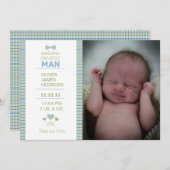 Little Man Birth Annoucment Ankündigung (Vorne/Hinten)