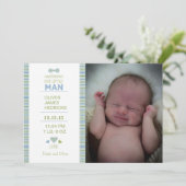 Little Man Birth Annoucment Ankündigung (Stehend Vorderseite)