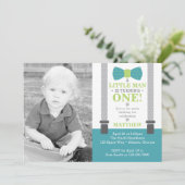 Little Man Birthday Party Einladung mit Foto (Stehend Vorderseite)