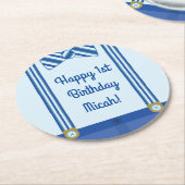 Little Man Birthday Party Runder Pappuntersetzer (Angewinkelt)