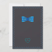 Little Man, Black Blue Bow Tie 1st Birthday Einladung (Rückseite)