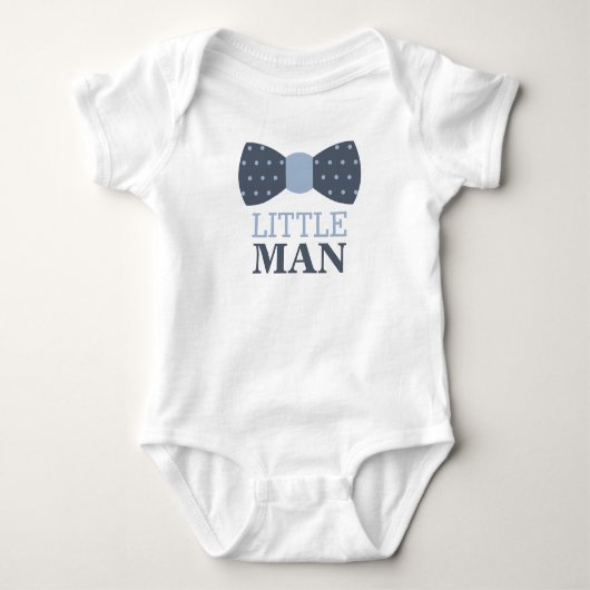 Little Man Bow Krawatte Baby Bodysuit in Navy und Baby Strampler (Vorderseite)