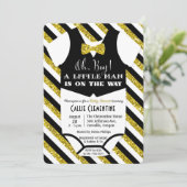 Little Man Bow Krawatte Kinderdusche Einladung (Stehend Vorderseite)