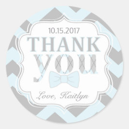 Little Man Bow-Krawatte Zickzack Print Vielen Dank Runder Aufkleber