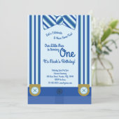 Little Man Boy 1. Geburtstag Niedliche Einladungen (Stehend Vorderseite)