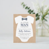 Little Man Boy Baby Shower Einladung - Kraft Card (Stehend Vorderseite)