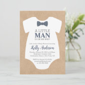 Little Man Boy Baby Shower Einladung - Kraft Card (Stehend Vorderseite)