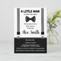 Little Man Boy Black Gray Krawatte Babydusche