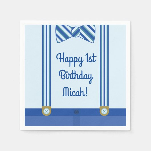 Little Man Boy's 1. Geburtstag Party Serviette (Vorderseite)