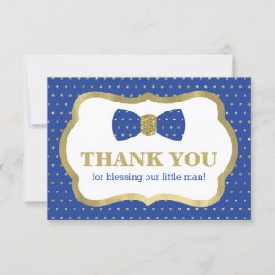 Little Man Danke-Card, Royal Blue, Gold Dankeskarte