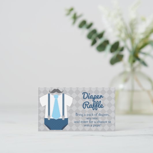 Little Man Diaper Raffle Baby Dusche Begleitkarte (Stehend Vorderseite)