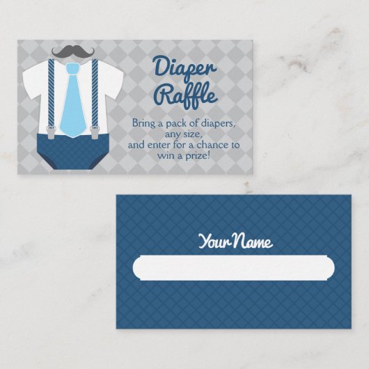 Little Man Diaper Raffle Baby Dusche Begleitkarte (Vorne/Hinten)