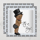 Little Man Ethnic Boy Baby Dusche Einladung (Vorne/Hinten)