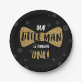 Little Man First Birthday Paper Teller, Gold Pappteller (Vorderseite)